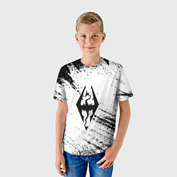 Футболка детская The Elder Scrolls чёрно белые краски, цвет: 3D-принт — фото 2