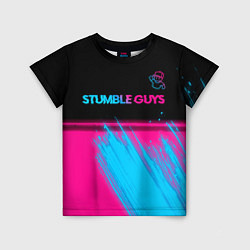 Футболка детская Stumble Guys - neon gradient посередине, цвет: 3D-принт