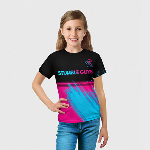 Детская футболка Stumble Guys - neon gradient посередине / 3D-принт – фото 5