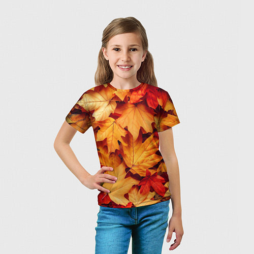 Детская футболка Осенние кленовые листья / 3D-принт – фото 5