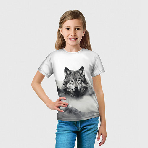Детская футболка Голова серого волка / 3D-принт – фото 5