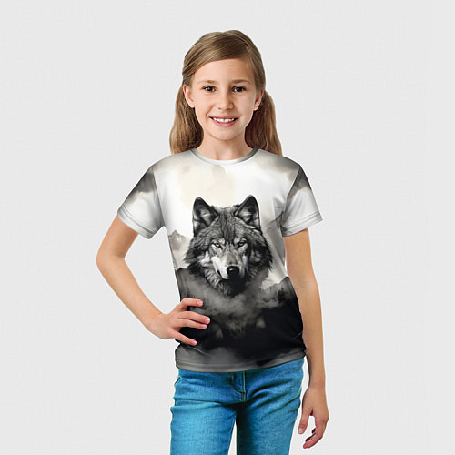 Детская футболка Голова серого волка / 3D-принт – фото 5