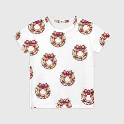 Футболка детская Много новогодних пончиков с бантиком и ягодами, цвет: 3D-принт