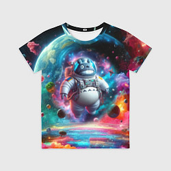 Футболка детская Astronaut Totoro in neon space - ai art fantasy, цвет: 3D-принт
