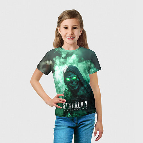 Детская футболка Stalker 2 череп с зелеными глазами / 3D-принт – фото 5