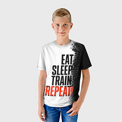 Футболка детская Eat sleep train repeat, цвет: 3D-принт — фото 2