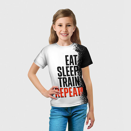 Детская футболка Eat sleep train repeat / 3D-принт – фото 5