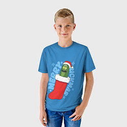 Футболка детская Новогодний Рик огурчик - Merry Rickmas, цвет: 3D-принт — фото 2