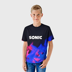 Футболка детская Sonic neon flame, цвет: 3D-принт — фото 2