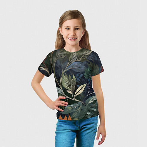 Детская футболка Объемные листья / 3D-принт – фото 5
