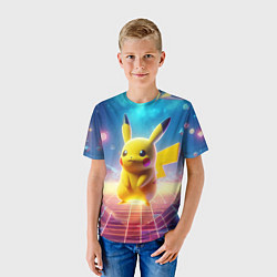 Футболка детская Funny Pikachu - vaporwave, цвет: 3D-принт — фото 2