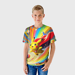 Футболка детская Super Pikachu - ai art fantasy, цвет: 3D-принт — фото 2