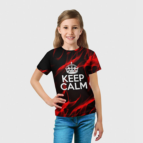 Детская футболка Keep calm flame red / 3D-принт – фото 5