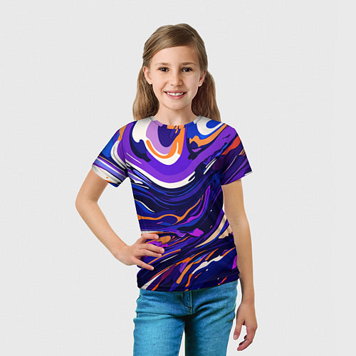 Детская футболка Разноцветная абстракция разводов / 3D-принт – фото 5