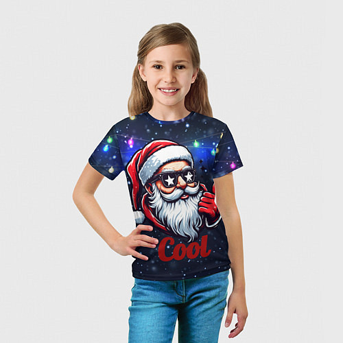 Детская футболка Cool Santa in glasses / 3D-принт – фото 5