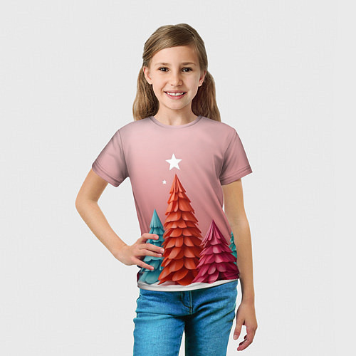 Детская футболка Новогодние ели / 3D-принт – фото 5