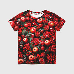 Футболка детская Рождественские ягоды и фрукты, цвет: 3D-принт