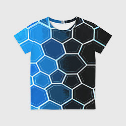 Футболка детская Белые шестиугольники на чёрно-синем фоне, цвет: 3D-принт