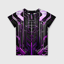 Футболка детская Purple lines on a black background, цвет: 3D-принт