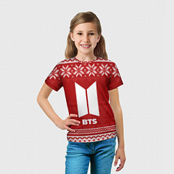 Футболка детская Новогодний BTS, цвет: 3D-принт — фото 2