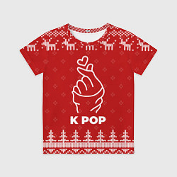 Футболка детская Новогодний K Pop с оленями, цвет: 3D-принт