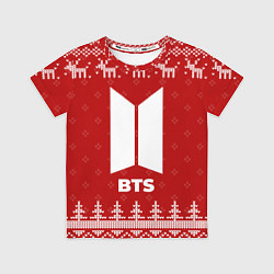 Футболка детская Новогодний BTS с оленями, цвет: 3D-принт