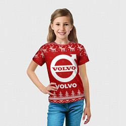 Футболка детская Новогодний Volvo с оленями, цвет: 3D-принт — фото 2