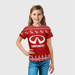 Футболка детская Новогодний Infiniti с оленями, цвет: 3D-принт — фото 2
