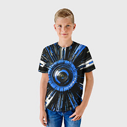 Футболка детская Чёрно-синяя сфера киберпанк, цвет: 3D-принт — фото 2
