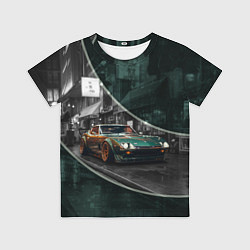 Футболка детская Зелёный спорткар, цвет: 3D-принт