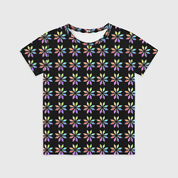 Футболка детская Разноцветные звёзды на чёрном фоне, цвет: 3D-принт