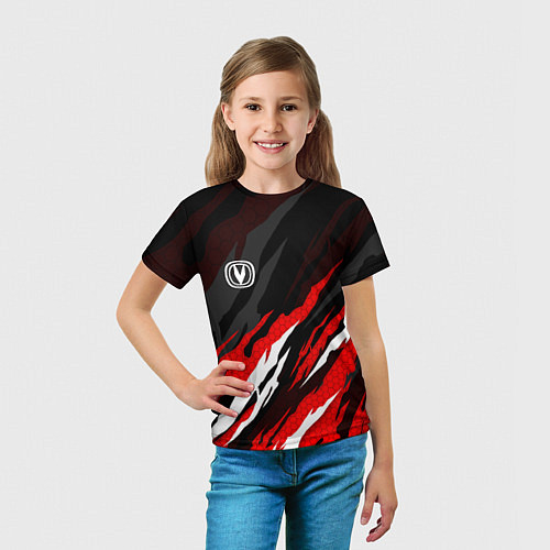 Детская футболка Changan - красные языки / 3D-принт – фото 5