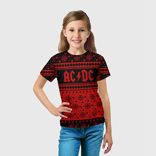 Детская футболка ACDC christmas sweater / 3D-принт – фото 5