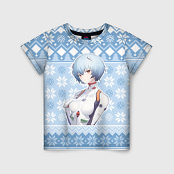 Футболка детская Rei christmas sweater Evangelion, цвет: 3D-принт