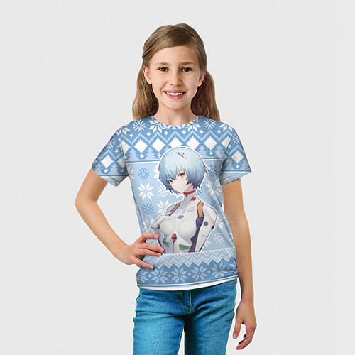 Детская футболка Rei christmas sweater Evangelion / 3D-принт – фото 5