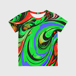 Футболка детская Красно-зелёный узор, цвет: 3D-принт