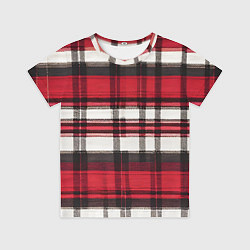 Футболка детская Красно-белая ткань в клетку, цвет: 3D-принт