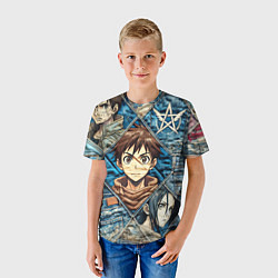 Футболка детская Аниме на пэчворк, цвет: 3D-принт — фото 2