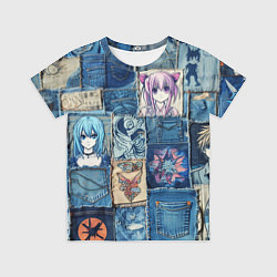 Футболка детская Пэчворк с аниме персонажами, цвет: 3D-принт