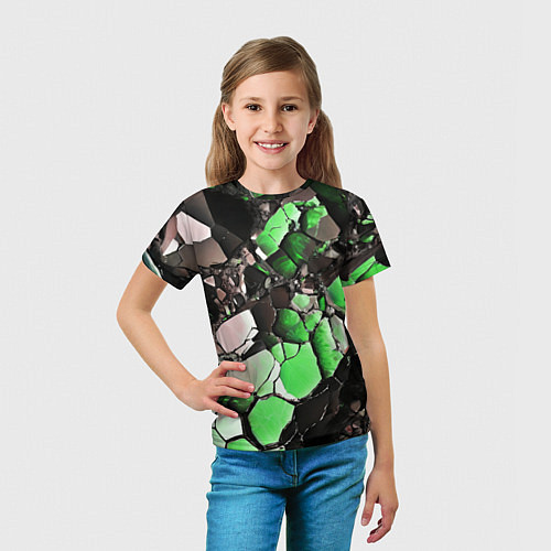 Детская футболка Чёрно-зелёный камень / 3D-принт – фото 5