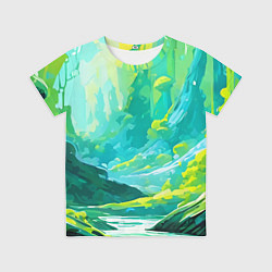 Футболка детская Зелёная кислотная абстракция, цвет: 3D-принт