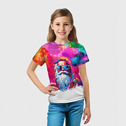 Футболка детская Дед мороз красочный хипстер, цвет: 3D-принт — фото 2