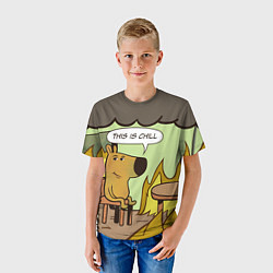 Футболка детская This is chill - this is fine мем, цвет: 3D-принт — фото 2