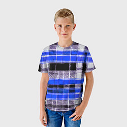 Футболка детская Белые полосы на чёрно-синем фоне, цвет: 3D-принт — фото 2