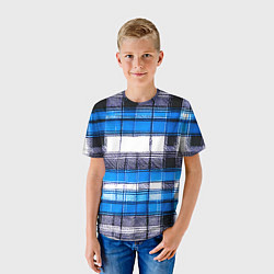 Футболка детская Чёрные полосы на сине-белом фоне, цвет: 3D-принт — фото 2