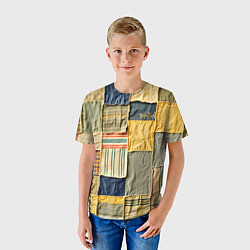Футболка детская Пэчворк в желтых оттенках, цвет: 3D-принт — фото 2