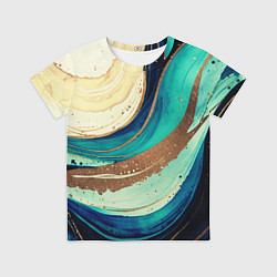 Футболка детская Смешение золота и бирюзовых красок, цвет: 3D-принт