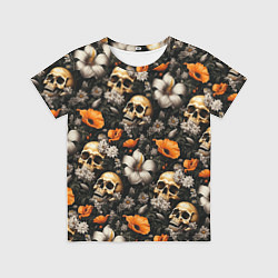 Футболка детская Маки и черепа, цвет: 3D-принт