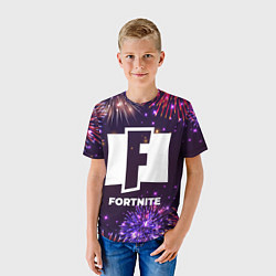 Футболка детская Праздничный Fortnite, цвет: 3D-принт — фото 2