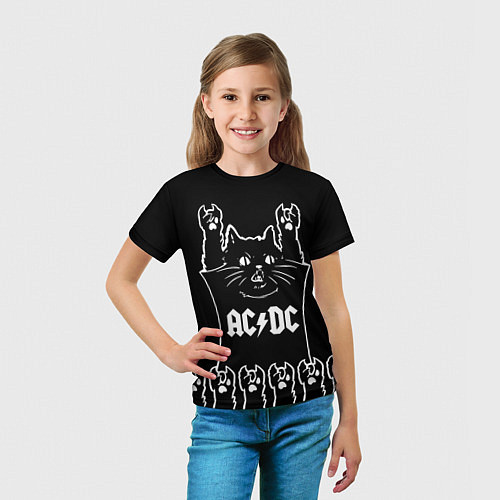 Детская футболка AC DC: cat rock / 3D-принт – фото 5